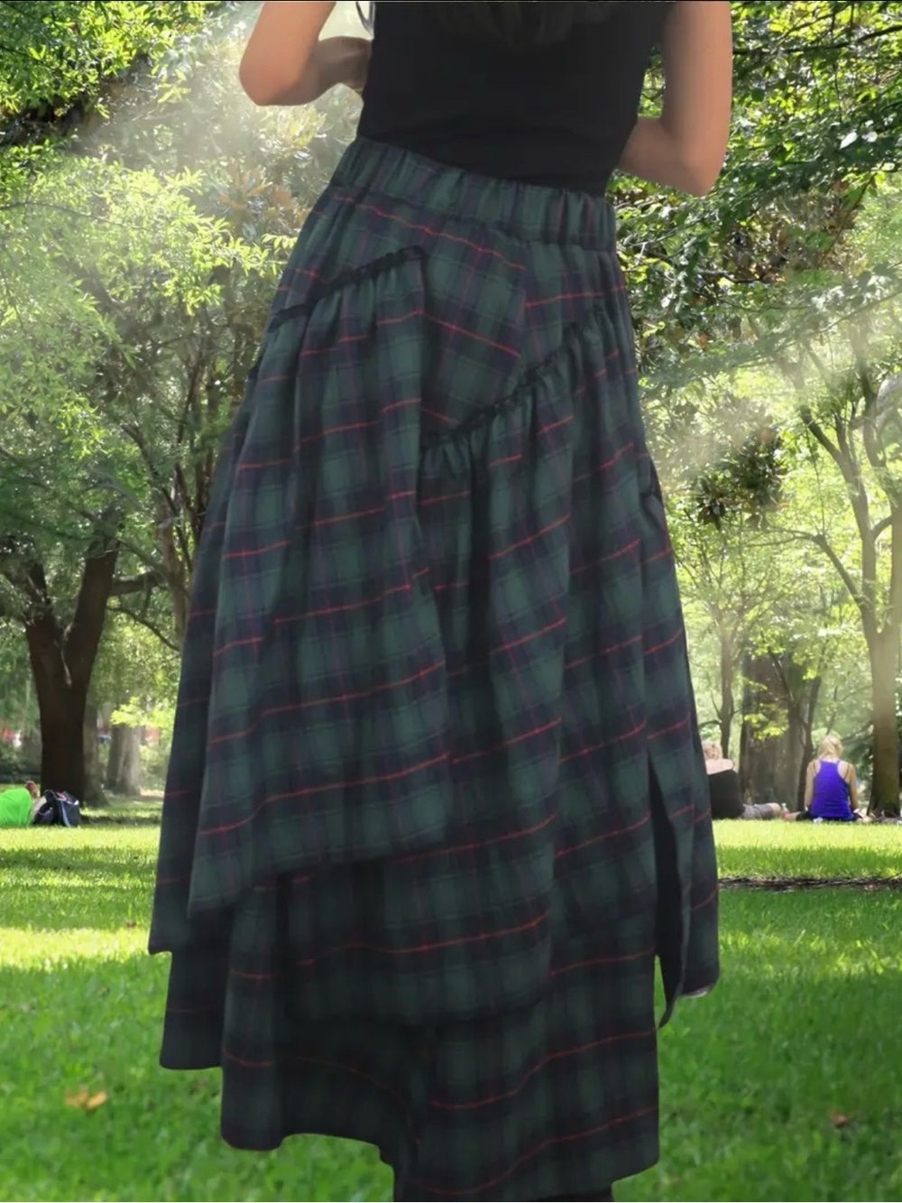 NWOT🏴 "Cooler-than-a-Kilt" Green plaid, trendy, punky Tartan Maxi!! - Picture 4 of 4